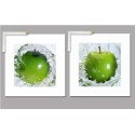 Dos cuadros decorativos cocina con marco | Manzanas